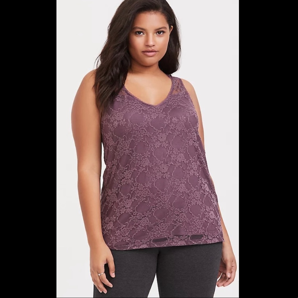 Torrid Mauve Purple Lace Tank - Size 2
